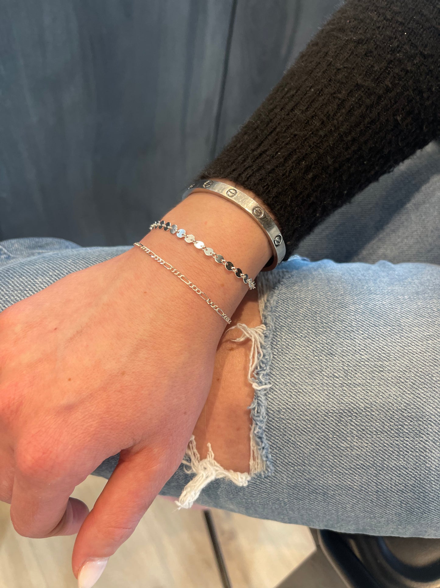 Silver Figaro Bracelet