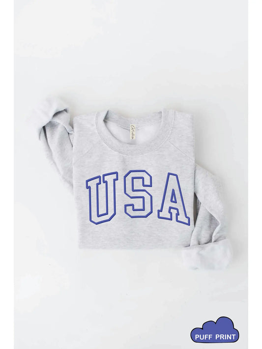 USA Puff Print Mid-Length Sweatshirt