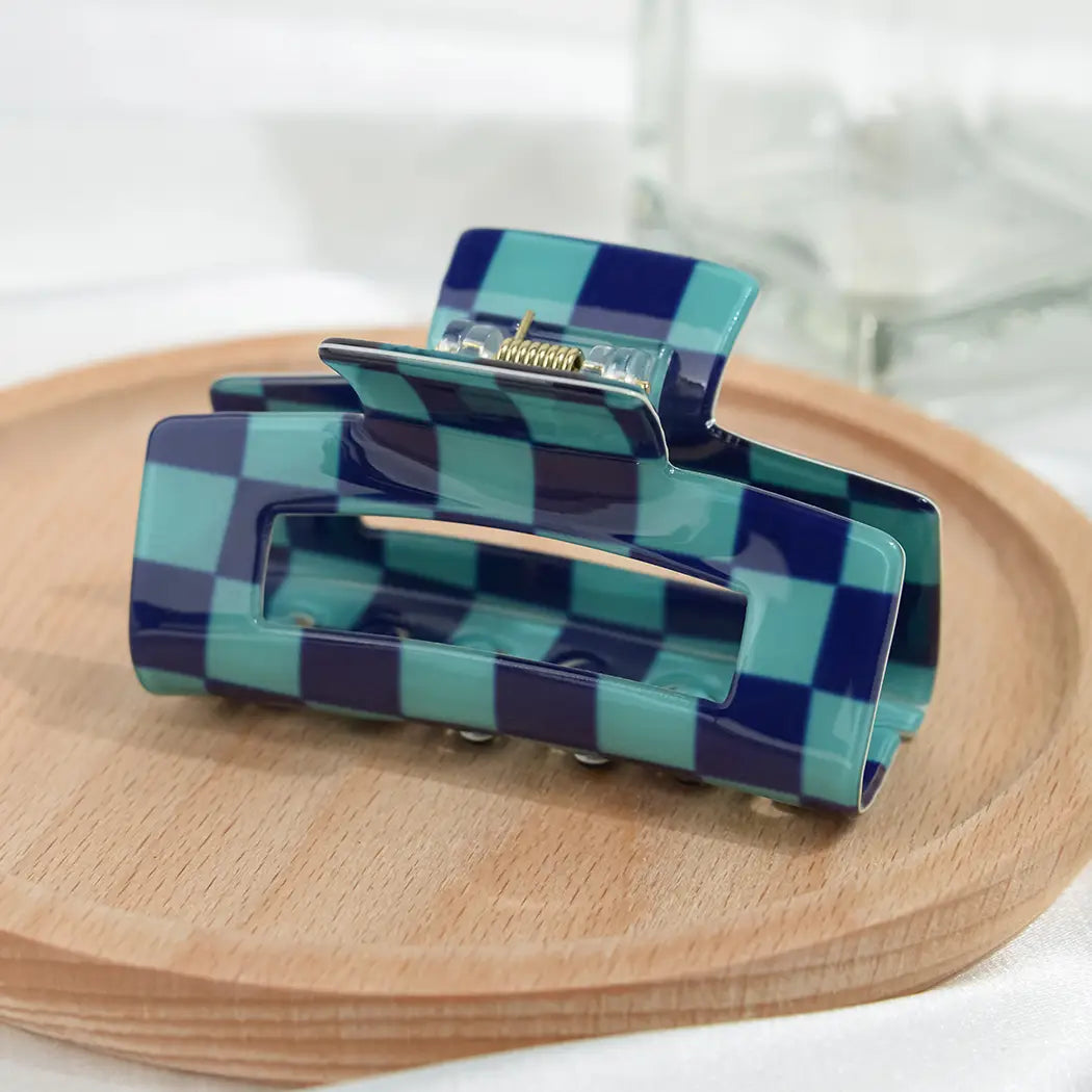 Checkerboard Square Hair Claw Clip