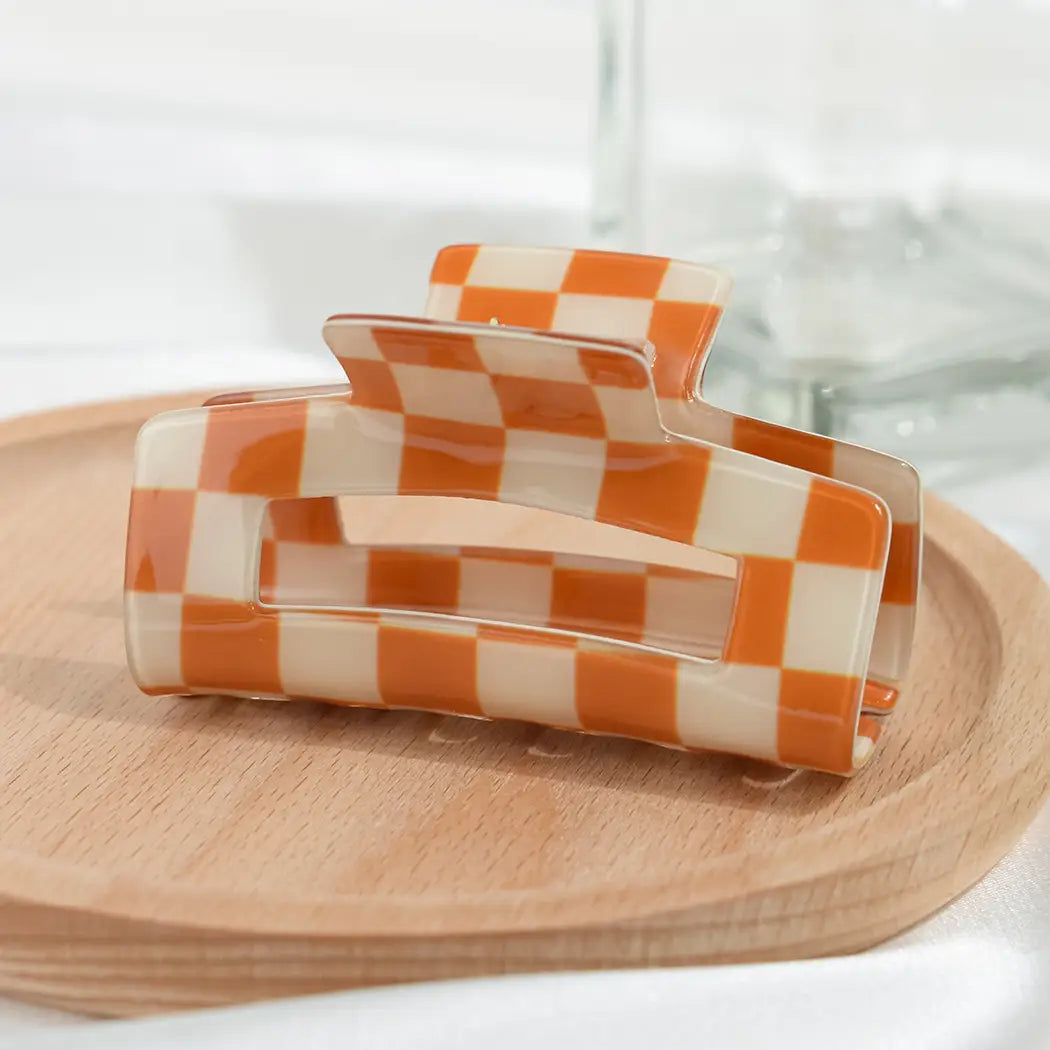 Checkerboard Square Hair Claw Clip