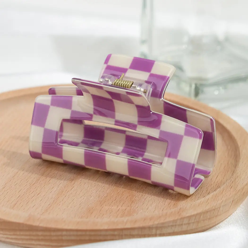 Checkerboard Square Hair Claw Clip