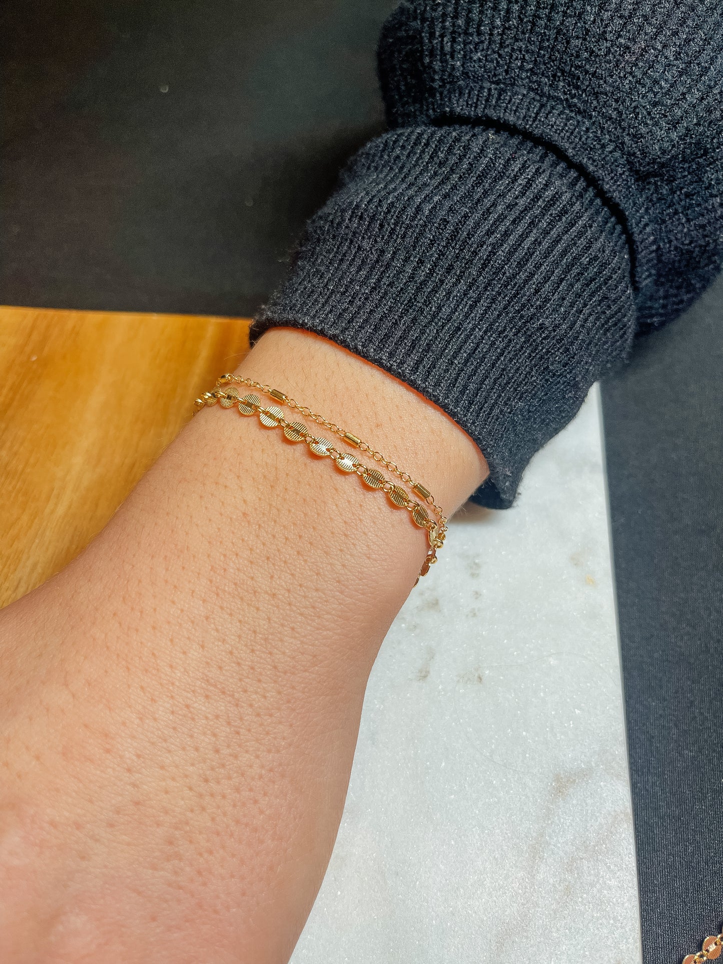 Gold Tube Chain Bracelet