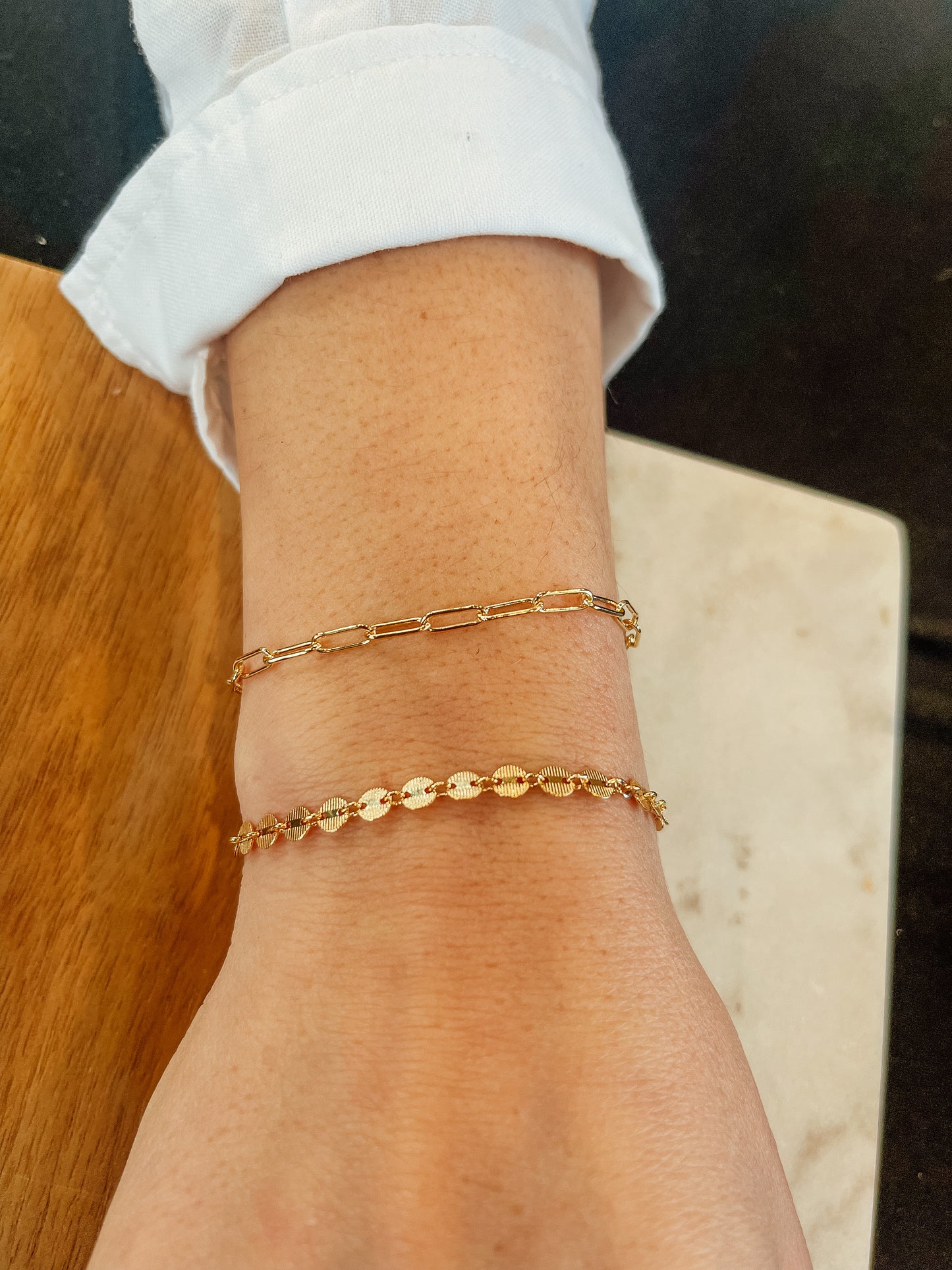 Gold Disc Line Bracelet